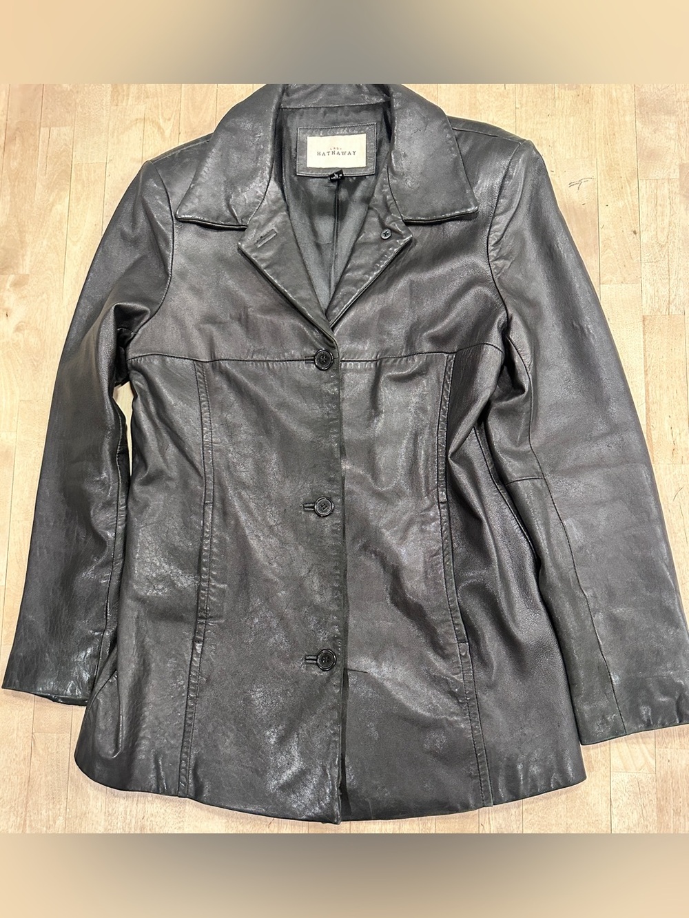 Stylish Black Leather Button-Front Women's Jacket by Lady Hathaway